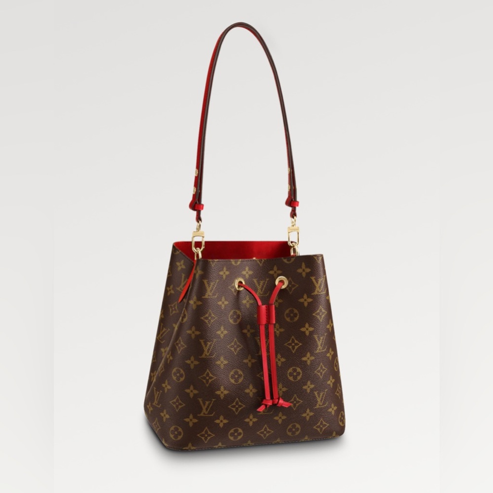 Louis Vuitton NeoNoe Shoulder Bag in Monogram Print with Poppy Red Accents
